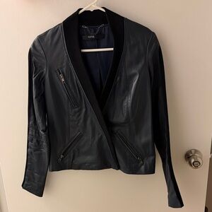 Women's Navy/black Leather Jacket